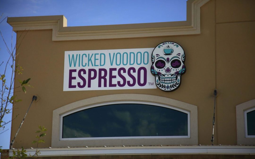 Metal & Lit Custom Cabinet Sign – Wicked Voodoo Espresso